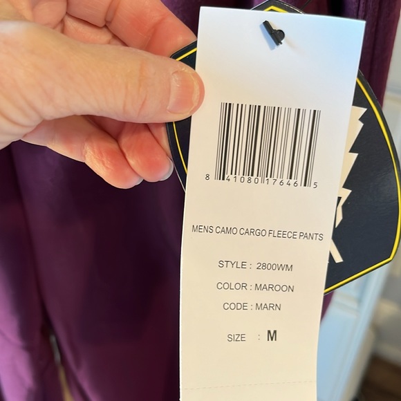 Sweatpants Climate Concepts Maroon Cargo Maroon Fleece Lined Mens Medium - Picture 11 of 16